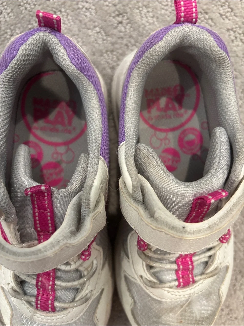 Kids White and Pink Stride Rite “Made to Play” Sneakers